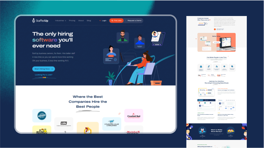 StaffedUp hiring platform — marketing site and product screens